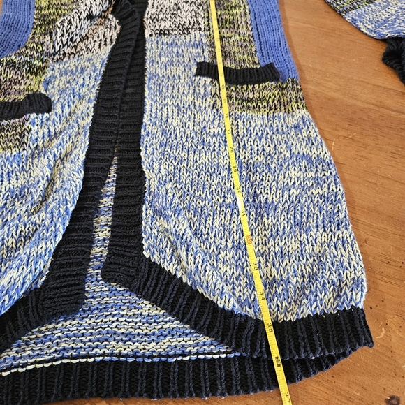Etro Blue Multi Melange Knit Heavy Longline Sweater Cardigan Size 40 / Small EUC - Picture 8 of 9